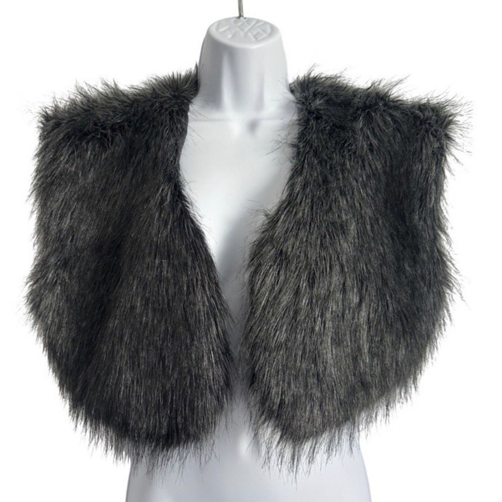 Spiegel Y2K Women's Sz: S Black Gray Cropped Faux Fur Vest